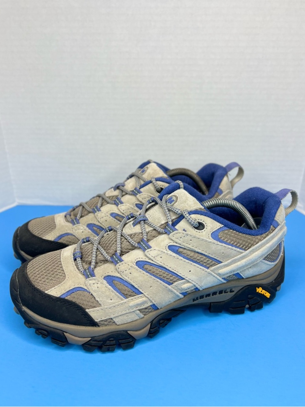 Merrell Women's Moab 2 Ventilator Hiking Shoes Aluminum/Blue Sz 11M NWOB!